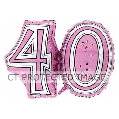 28 Inch 40th Pink Foil Balloon