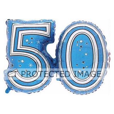 28 Inch 50th Blue Foil Balloon