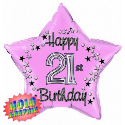 22 Inch 21st Pink Foil Balloon