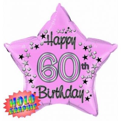 22 Inch 60th Pink Foil Balloon