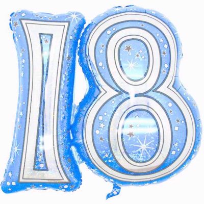 32 Inch 18th Blue Foil Balloon