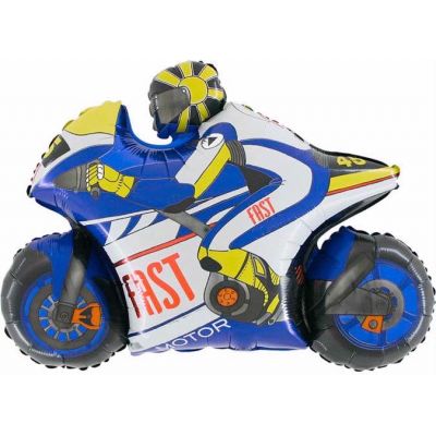 Blue Motor Bike Shaped Foil Balloon