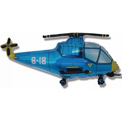 Blue Helicopter Shaped Foil Balloon