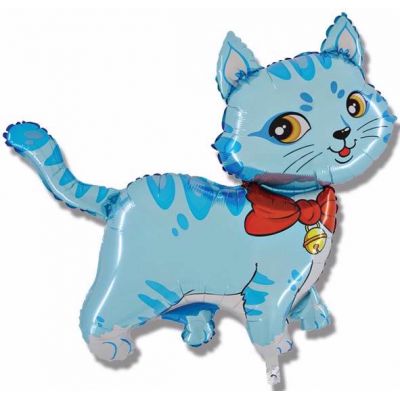 Blue Cat Shaped Foil Balloon