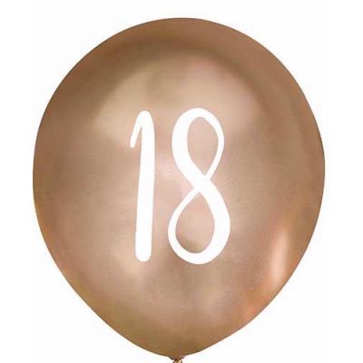  12 Inch Gold Number 18 Balloons (pack quantity 5) 