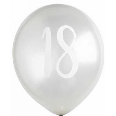  12 Inch Silver Number 18 Balloons (pack quantity 5) 