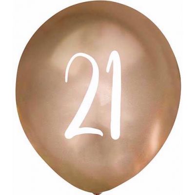  12 Inch Gold Number 21 Balloons (pack quantity 5) 