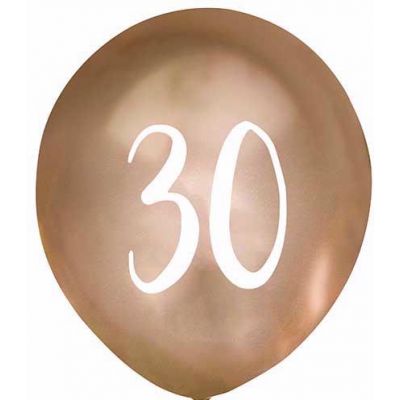  12 Inch Gold Number 30 Balloons (pack quantity 5) 
