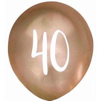  12 Inch Gold Number 40 Balloons (pack quantity 5) 