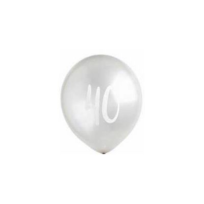  12 Inch Silver Number 40 Balloons (pack quantity 5) 