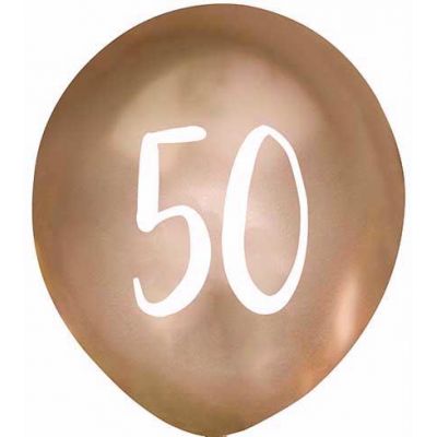  12 Inch Gold Number 50 Balloons (pack quantity 5) 