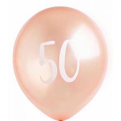 12 Inch Rose Gold Number50 Balloons (pack quantity 5) 