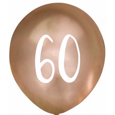  12 Inch Gold Number 60 Balloons (pack quantity 5) 