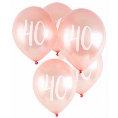 12 Inch Rose Gold Number40 Balloons (pack quantity 5) 
