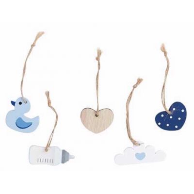 5pc Blue Wooden Tags
