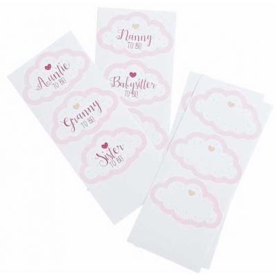 18pc Pink Guest Stickers Clouds