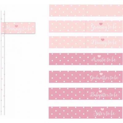  Pink Paper Straws With Flags (pack quantity 20) 