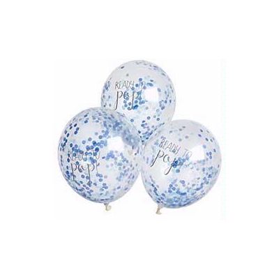  Ready To Pop Balloons Filled With Blue Confetti (pack quantity 5) 
