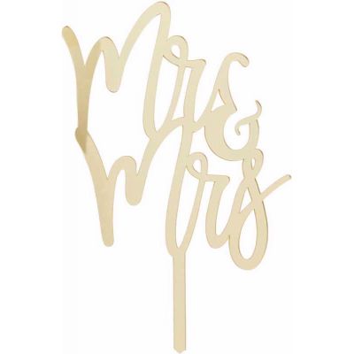 Mr & Mrs Gold Mirror Acrylic Cake Topper