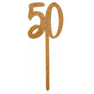 Gold 50 Cake Topper