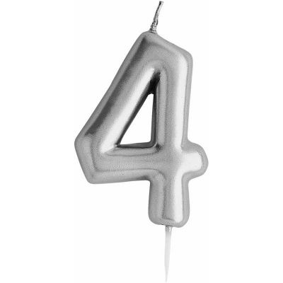 Silver Number4 Candle