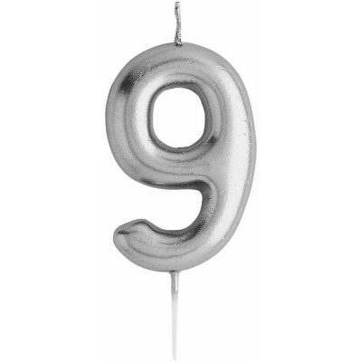 Silver Number9 Candle