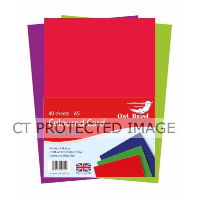 A5 Sheets Coloured Card (pack quantity 40) 