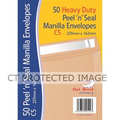 C5 Hd Manilla Peel N Seal Envelopes (pack quantity 50)