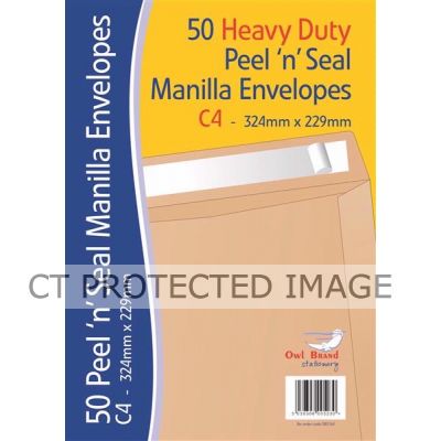 C4 Hd Manilla Peel N Seal Envelopes (pack quantity 50)