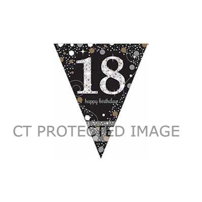 18th Gold & Black Sparkles Pennant Banner