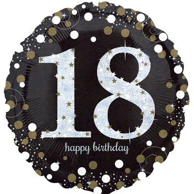 18 Inch 18th Birthday Gold Sparkles Foil