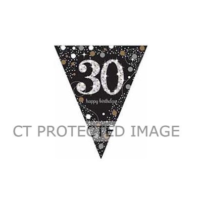30th Gold Sparkles Pennant Banner