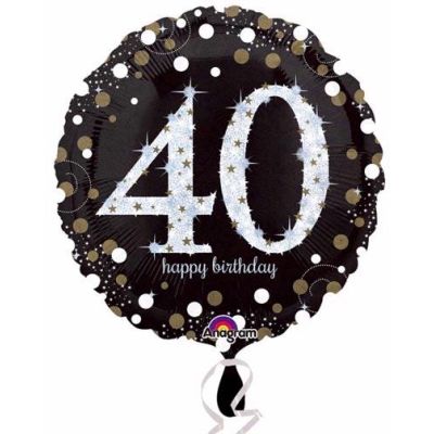 18 Inch 40th Gold Sparkles Foil Balloon
