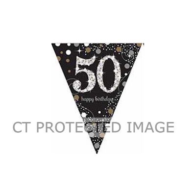 50th Gold Sparkles Pennant Banner