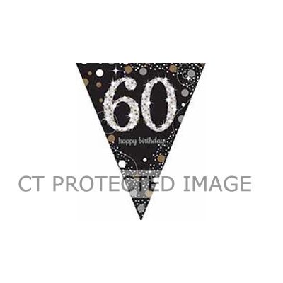60th Gold Sparkles Pennant Banner