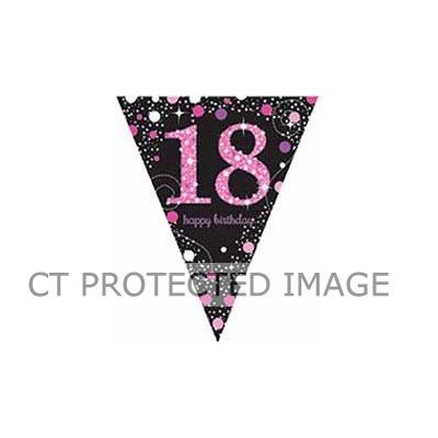 18th Pink Sparkles Pennant Banner