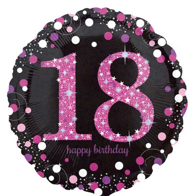 18th Pink Sparkles 18 Inch Foil Balloon