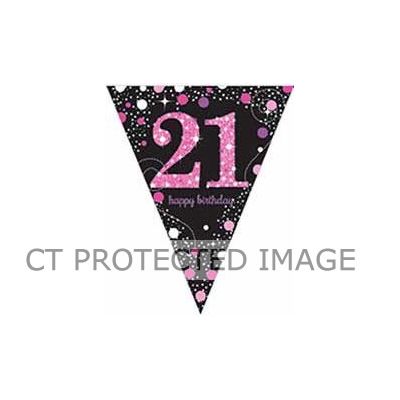 21st Pink Sparkles Pennant Banner