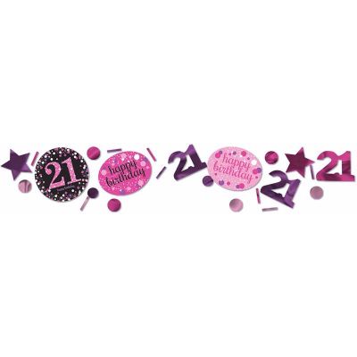 21st Pink Sparkles Confetti (pack quantity 3)