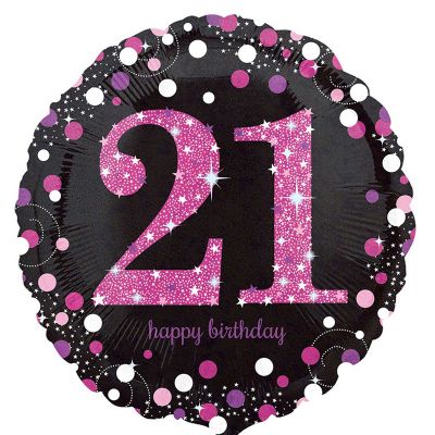 18 Inch 21st Pink Sparkles Foil Balloon