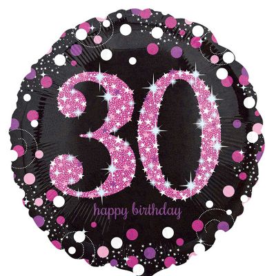 18 Inch 30th Pink Sparkles Foil Balloon