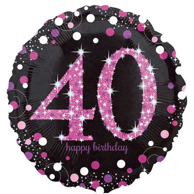 18 Inch 40th Pink Sparkles Foil Balloon