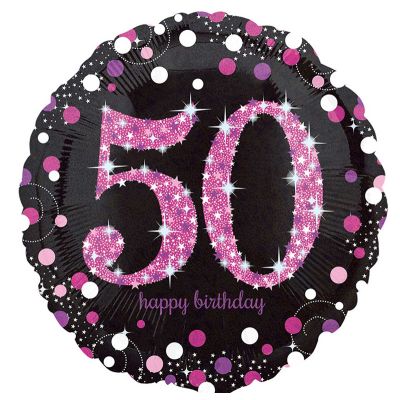 18 Inch 50th Pink Sparkles Foil Balloon