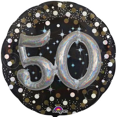 50th Gold And Silver Sparkles Jumbo 3d Foil