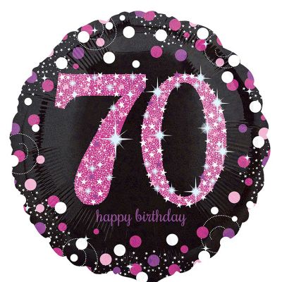 18 Inch 70th Pink Sparkles Foil