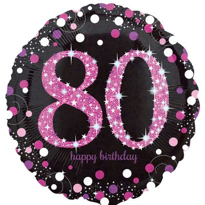 18 Inch 80th Pink Sparkles Foil