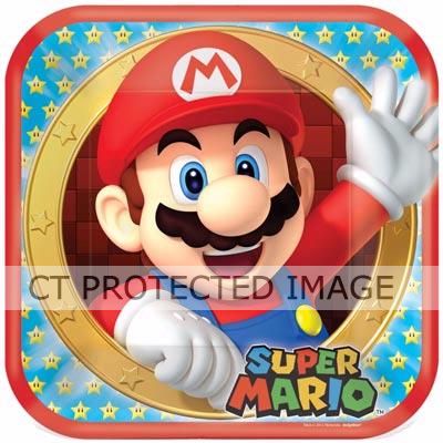  23cm Super Mario Sq Plates (pack quantity 8) 