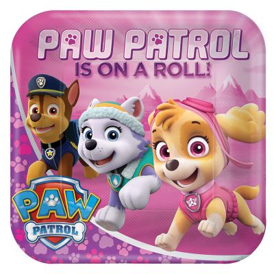  9 Inch Sq Paw Patrol Girl Plates (pack quantity 8) 