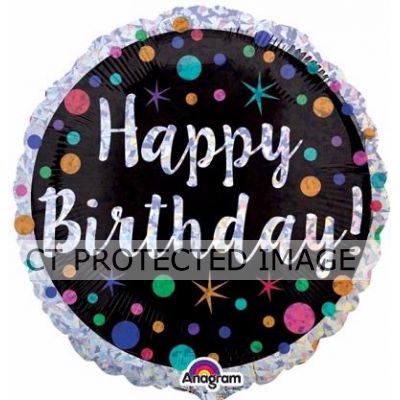 18 Inch Polka Dot Birthday Holographic Foil