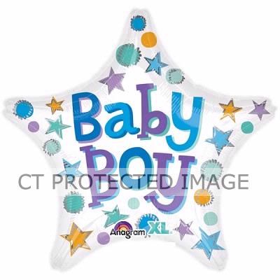 18 Inch Baby Boy Star Foil Balloon